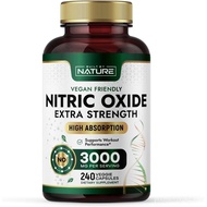 Built by Nature Nitric Oxide Supplement 3000mg with L-Arginine and L-Citrulline - 240 Capsules