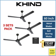 Khind CF6C23B / CF618 3 SETS Ceiling Fan 60" Black White Color Kipas Angin