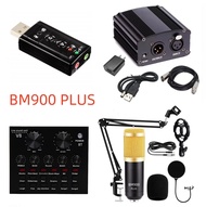 BM900 PLUS Condensor Microphone Phantom 48V USB Sound V8 Audio Card และสาย XLRไมค์โครโฟนอัดเสียง ไม
