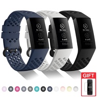 Silicone Strap for Fitbit Charge 3/4 Sport Watchband Breathable Replacement Bracelet Accessories for Fit bit Charge 4 3