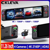 EKLEVA 4CH 11.26 Inch 4K+1K+1K+1K Rearview Mirror 360° Dash Cam ADAS BSD WiFi Night Vision 24H Parki