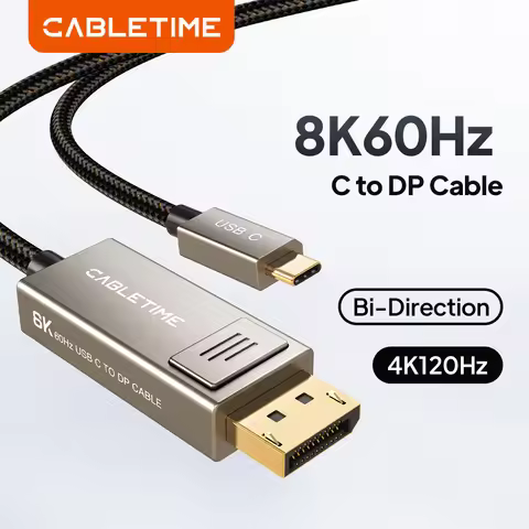 CABLETIME USB C to Displayport Cable 8K Bi-Directional DP to Type C for iPhone 15 Macbook Pro Ipad Z