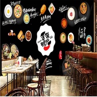 Custom 3D Pizza Steak Fast Food Gourmet Pattern Mural Wallpaper Western Restaurant Snack Bar Backgro
