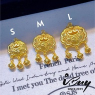 IBUY 999 Gold Fu Character Peace Lock Pendant 福字平安锁 S/M/L 24K (999)