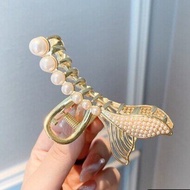 Korean Style Hair Clips for Women Square Metal Hair Pin Big Size Pearl Hair Clip Fashion Girl Ribbon