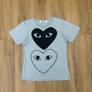 Comeme des Garçons PLAY Double Heart Logo T-Shirt Grey | CDG PLAY Graphic Tee Original