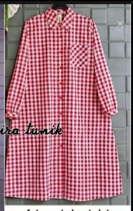 tunik kemeja wanita kotak2 tunik wanita