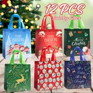 FP2030 (12 pcs) Christmas Santa Loot Bag Non-woven Gift Bag Eco Wrapper Wrapping Bag Party Giveaway