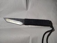 絕版 古董 武峰作  鍛打積層鋼黑繩 直刀 展示品 未用 普洱茶刀