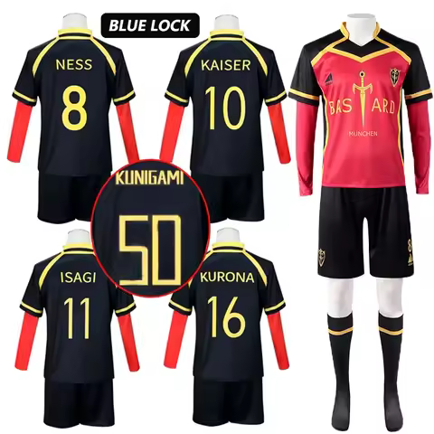 Anime Blue Lock Kaiser Cosplay Costume Red Uniform Wig Bastard Munchen Ness Isagi Yoichi Kurona Cosp
