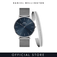 Daniel Wellington Gift Set - Classic 40mm Sterling Silver Arctic + Elan Bracelet Silver Large - Gift set for men - DW Official - Watch &amp; Jewelry set