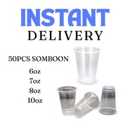 INSTANT DELIVERY - 50PCS SOMBOON PLASTIC CUP NO LID 6oz 7oz 8oz 10oz / CAWAN PLASTIK KENDURI