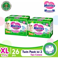 [2Bags] Merries Good Skin Diaper Pants XL - 26 [Carton XL26 x 2 Bag]