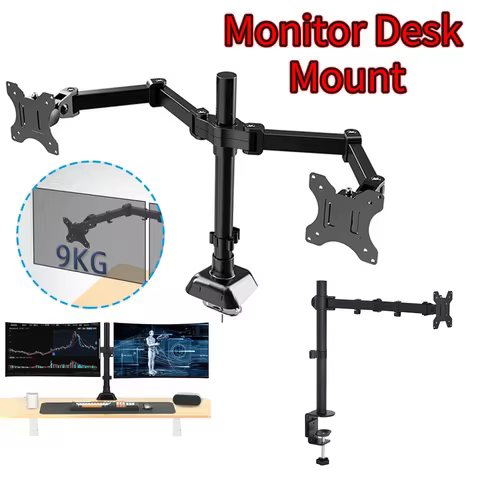 Single/Dual Monitor Stand Holds Up To 19.84 Lbs Desk Mount Stand Adjustable Height and Angle for 17 