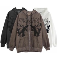Winter y2k Hoodies Grunge Clothes Gothic Tops Aesthetic Vintage Clothing Emo Zipper Pullover Fairy J