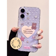 Phone Case Suitable for iPhone 11 12 13 14 15 16 17 Pro max Plus Air Love English Bear Shock-resista