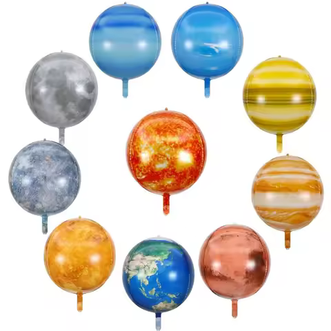 10pcs 22inch Solar System Balloon, 3D Helium Foil Planet Balloon, Moon Balloon, Earth Balloon, Sun B