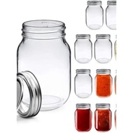 水果罐密封梅森罐方圓魚子醬玻璃瓶頭瓶帶蓋牛奶杯Mason Jars