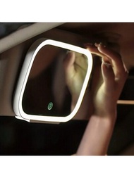 1入變聲器太陽板化妝鏡,帶led燈,亮度可調,女性汽車配件,汽車內飾配件