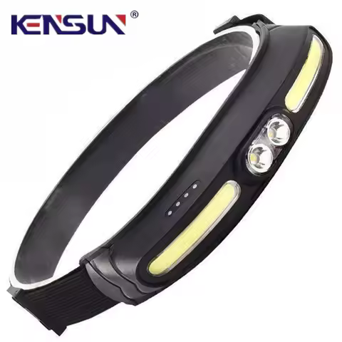 Powerful 210°Wide Beam COB+LED Headlamp 350 Lumen Soft Light Headlight USB C Rechargeable Red Light 