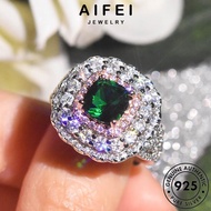 AIFEI JEWELRY Ring Adjustable Emerald Korean Perempuan Cincin 純銀戒指 Sterling Accessories For 925 Silver Perak Women Luxury Original Square R2507