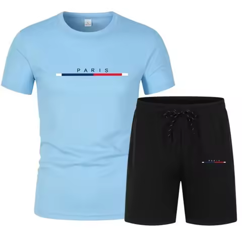 Fashion two-piece sportswear quick drying T-shirt shorts set men's sportswear set men's breathable s