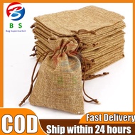 【Fast Delivery】Burlap Drawstring Pouch Plain Linen Gift Bag Jute Storage organizer Pouch String bag dust stringbag
