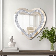 Menscha Crystal Crush Diamond Wall Mirror 20''x20'' Heart Silver Mirrors for Wall Decorative Large W