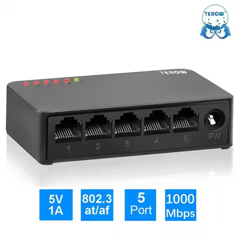 TEROW 5-Port 8-Port Gigabit Switch, 10/100/1000Mbps Ethernet Network Switch with 802.3at/af, Compact