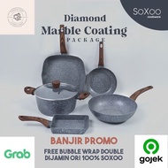 Cookware Marble Soxoo Paket Diamond Stain Panci Set Wajan Anti Lengket