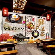 【SA wallpaper】 Traditional Korean Cuisine Wooden Board Textured Background 3D Mural Wallpaper Korean Restaurant Industrial Decor Wall Paper 3D