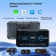 Motorcycle Driving Screen Recorder, Navigation Blind Spot Monitor, Carplay, Waterproof Tire Pressure