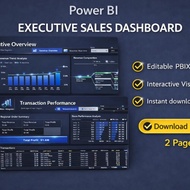 Power BI Executive Sales Dashboard Template | Editable Sales Analytics Report | Dark Theme