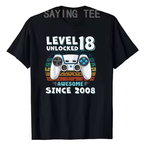 18 Year Old BDay Decorations Men Boy 18yr 2008 18th Birthday T-Shirt Fashion Video Gamer Adulting Sa