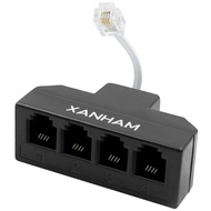 XANHAM RJ11 Cable 4 Way Splitter 6P4C Connector Phone Line Cord Adapter with 3 inch Cable for Landli
