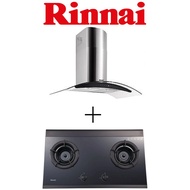 RINNAI RH-C209-GCR 90CM CHIMNEY HOOD + Rinnai RB-2GI Built-in 2 Burner Inner Flame Hob