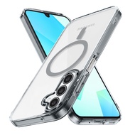 Transparent Magsafe Phone Case For Samsung A35 A55 A15 A16 Magnetic Metal Lens Protective Shockproof