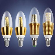 led蠟燭燈泡e14e27節能白光暖光變光5W7w9w12w尖泡拉尾水晶燈光源  拍賣