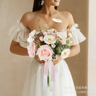 Bridal Bouquet Small Fresh Pink Wrist Flower Men's Corsage