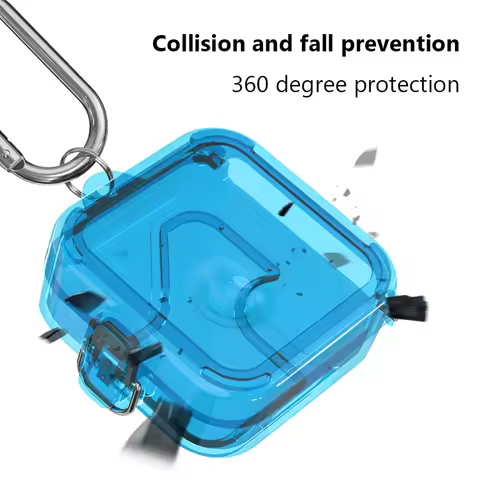 PC Headphone Holder Case Clear Candy Color Earphone Headphones Cover With Lanyard Hook On-off Snap W