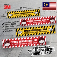 🇲🇾 🔥 4"x20" Social Distance Distancing Attention SOP MCO PKPP Covid 19 Floor Decal Sticker Rectangle