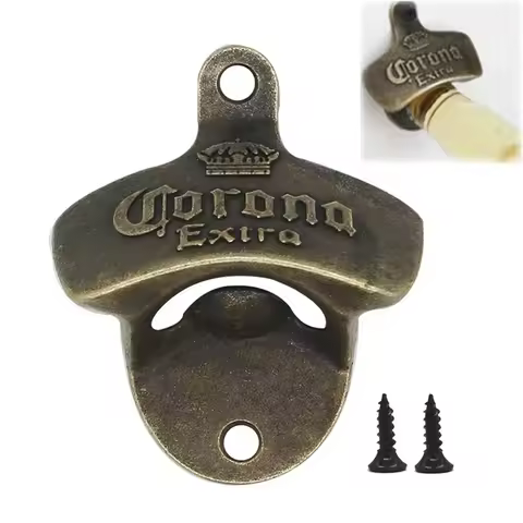 1Pcs Vintage Beer Bottle Opener Creative Wall Mounted Fixed Beer Bottle Opener Corona Zinc Alloy Bot