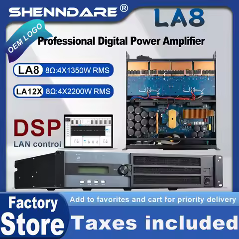 LA8 Professional DSP Digital Power Amplifier 4x1350W 8OHM DJ Subwoofer Amplifier Line Array Speaker 