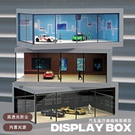 1: 64 Simulation Alloy Car Model Exhibition Hall Garage Scene High Transparent Acrylic with Light Pa
