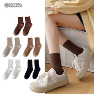 AIRI Women Solid Color Tube Cotton Sock 1 Pair Students Casual Pile Stockings Crew Socks Stoking Muslimah女袜子