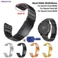 26 22 20MM Watchband Strap for Garmin Fenix 6X 6S 6 Pro 5X 5 5S 3 3HR Watch Qui Release Stainless st