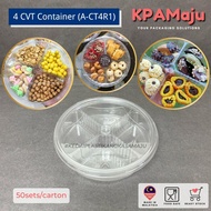 [50sets/carton] 4 Cavity Round Container with Lock (A-CT4R1) - Bekas Kuih Raya / Round Cookies Plast