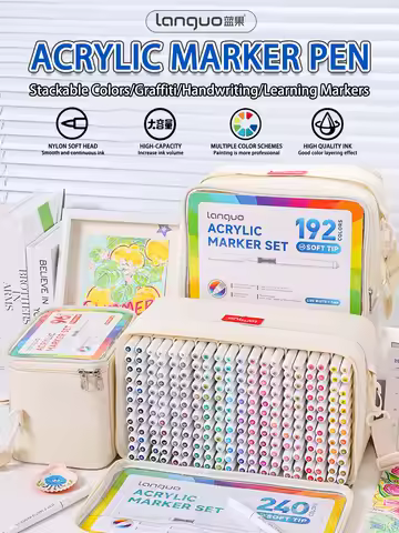 Languo 240/192/96 Colors Direct Liquid Marker Pens Set Acrylic Marker Pen Student DIY Hand Drawn Pai