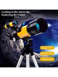 F30070 天文望遠鏡配有可伸縮腳架，可用於觀察星空、月亮和太陽，150倍放大倍率，適合作為天文學初學者、戶外狩獵、野營和旅行觀察的禮物。