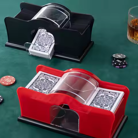 Red/Black Manual Card Shuffler 2 Deck with Hand Crank, Card Shuffler for Blackjack, UNO, Poker, Play